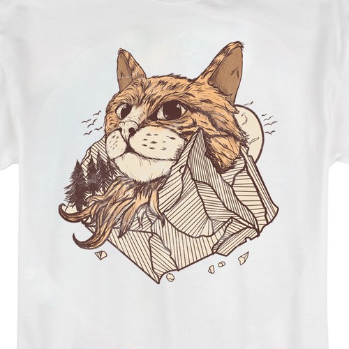 Cat t-shirt with the title 'Mountain Cat tshirt illustration'
