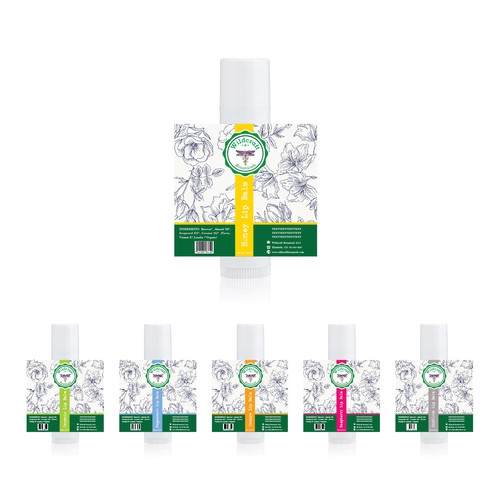 Botanical label with the title 'Lip balm labels for organic'