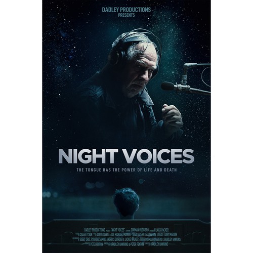 English design with the title 'NIGHT VOICES | Movie Poster Design'