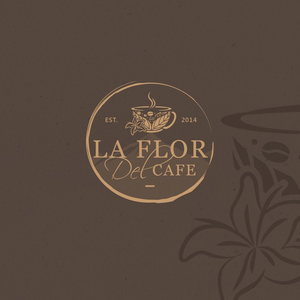 秘鲁标志，标题为“La Flor Del Cafe(咖啡之花)”