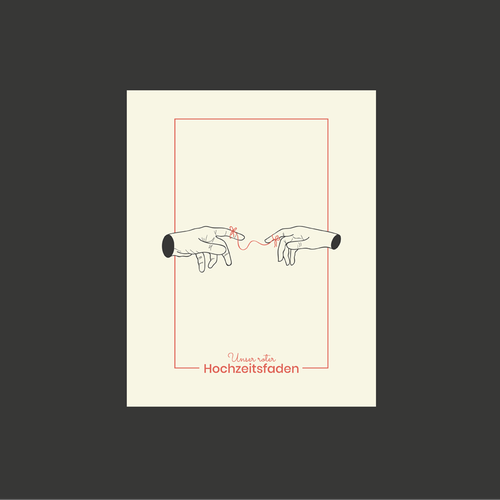 Hand book cover with the title 'Unser roter Hochzeitsfaden'