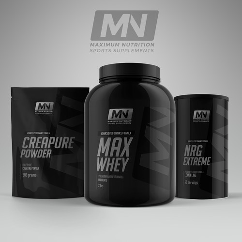 Fitness label with the title 'Logo and label design for supplement line'