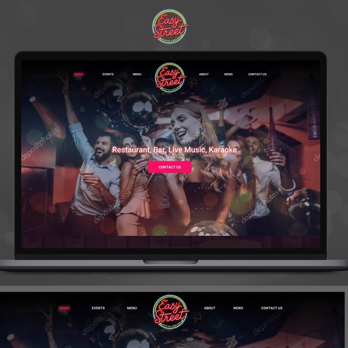 Black website with the title 'Bar and Restaurant website for a place with live music and fun atmosphere'