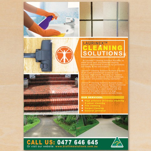 Block design with the title 'Flyer design for an Australian Cleaning company'