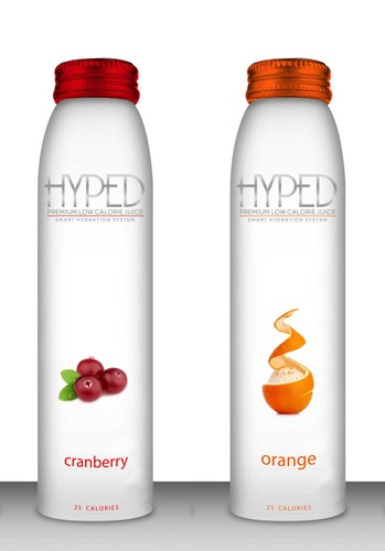 White label with the title 'HYPED - PREMIUM LOW CALORIE JUICE'