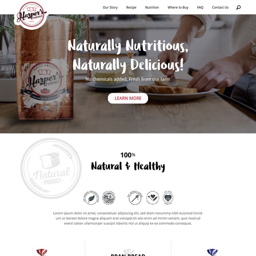 White website with the title 'Website design for bread company'