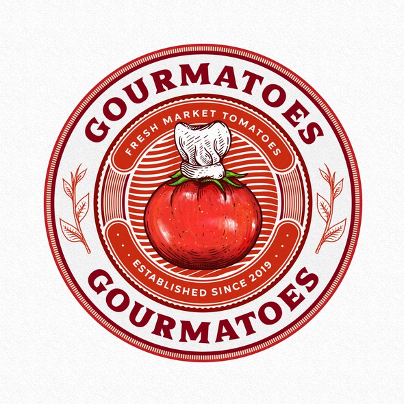 复古圆标志的标题“Gourmatoes”