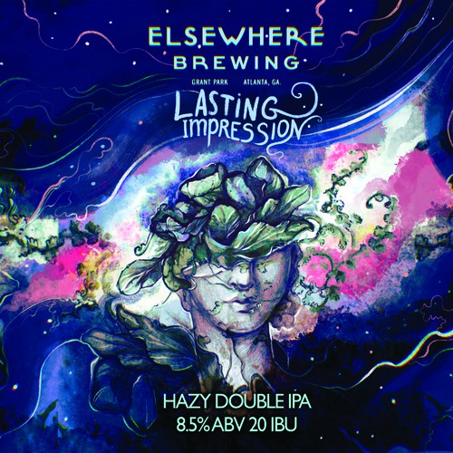 Brewery label with the title 'Mindblowing Lasting Impression'