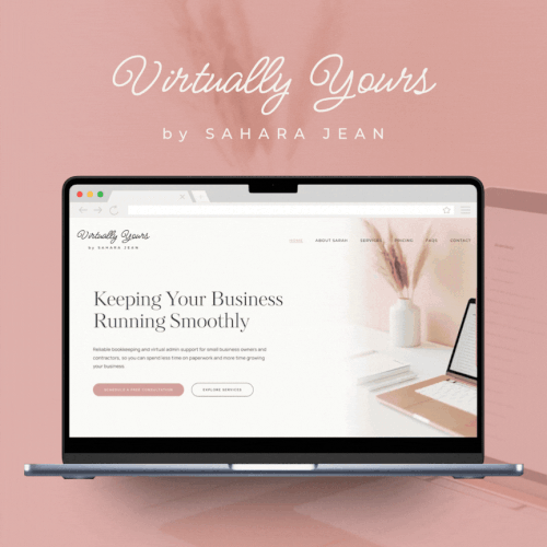 Design with the title 'Virtually Yours Website'