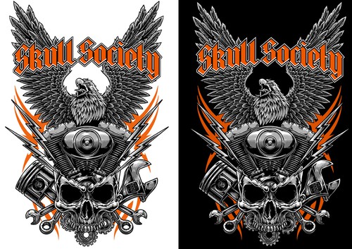 Biker t-shirt with the title 'Tshirt Artwork for Skull Society'