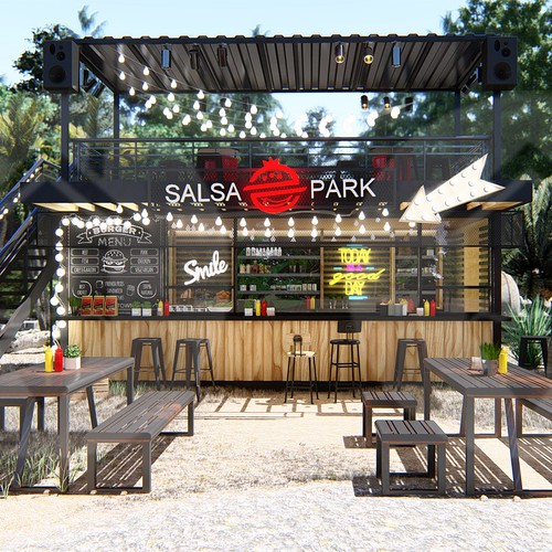 Architecture design with the title 'Salsa Park Restaurant'