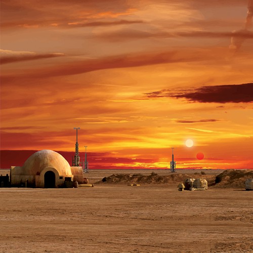 Landscape design with the title 'Star wars photo background vectorized '