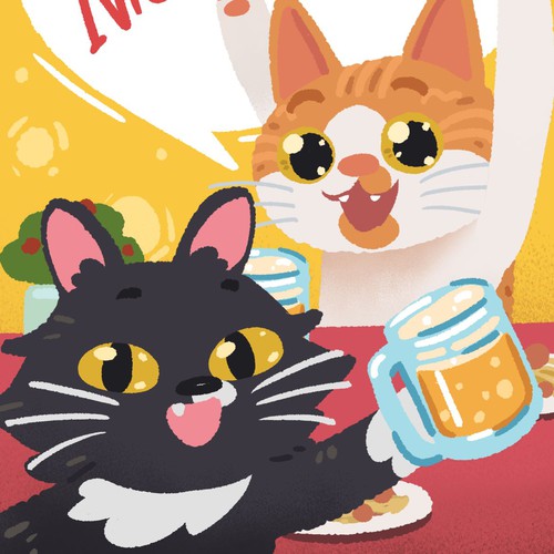 Pet illustration with the title 'Cats illustration poster for wedding present'