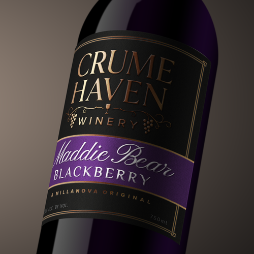 Wine label with the title 'Crume Haven wine label designs'