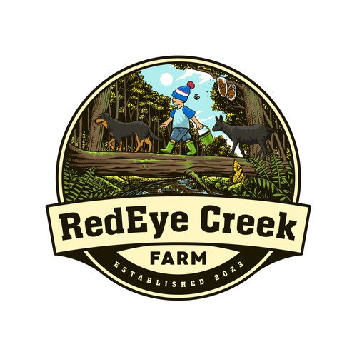 Woods design with the title 'RedEye Creek Farm'