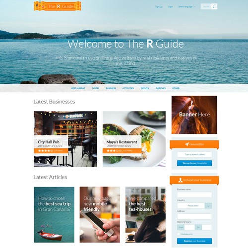 Tourism website with the title 'The R Guide - Vibrant and teasing tour guide'