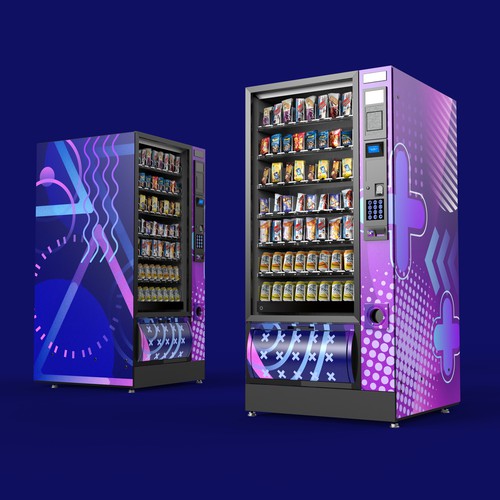 Advertising illustration with the title 'Vending machine stickers design '