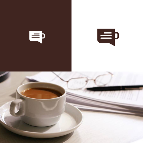 Text logo with the title 'Bubble Text + Coffee Cup'