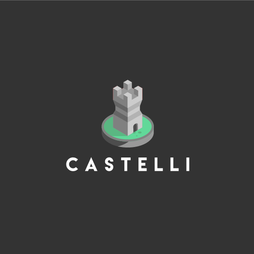 Castle logo with the title 'Isometric Logo concept for Real Estate Company'