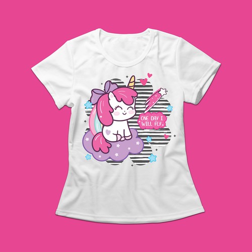 Unicorn t-shirt with the title 'Cute Unicorn T-Shirt Design '