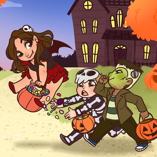 Header design with the title 'Banner for Children's site, The Halloween Place.'