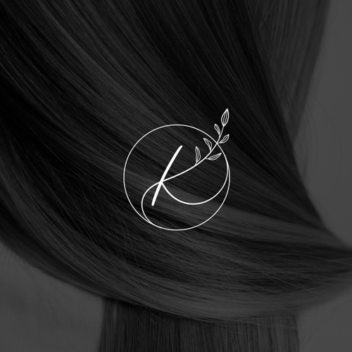 K logo with the title 'Logo designed for a Wellness-Focused Holistic Hair Studio'