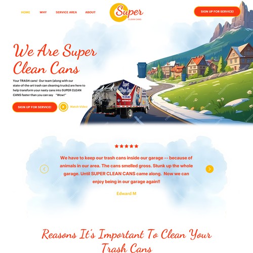 Cleaning website with the title 'vintage bomber cleaning trash cans'