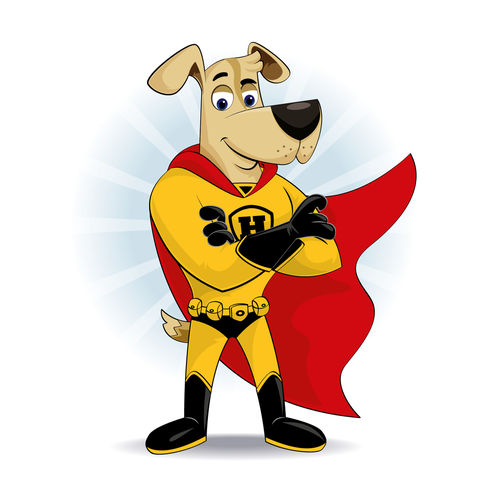 Sketchbook design with the title 'Hopscotch the super dog'