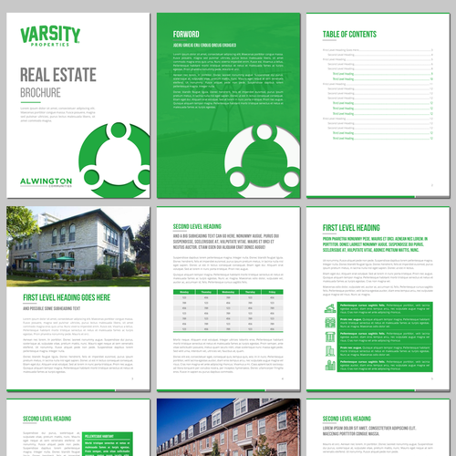 Word design with the title 'A Report Template for a Real Estate Company'