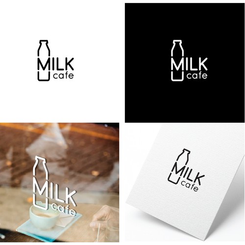 Milk design with the title 'Clean and modern logo for milk cafe'