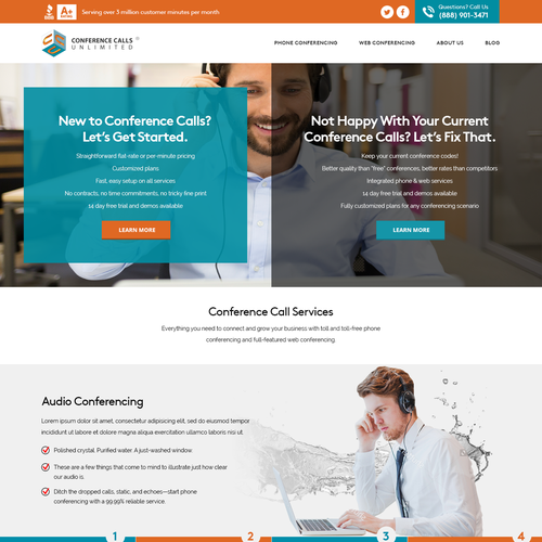 Company website with the title 'Website Concept for Conference Call Company'