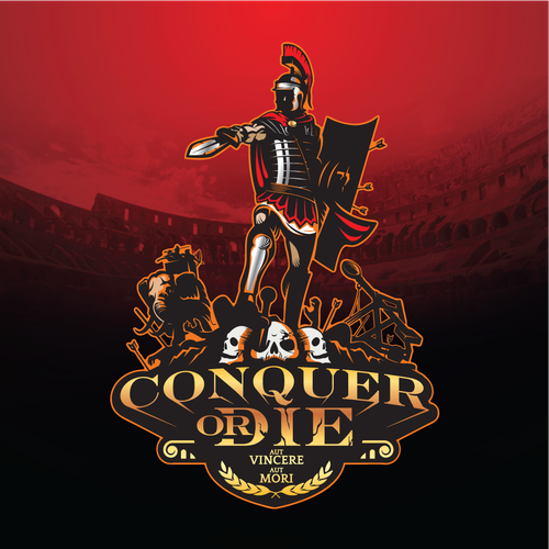 Roman logo with the title 'Conquer or Die'