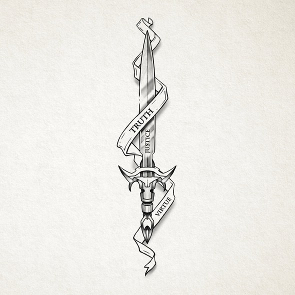 Word design with the title 'Justice Sword Tattoo  🗡⚖'