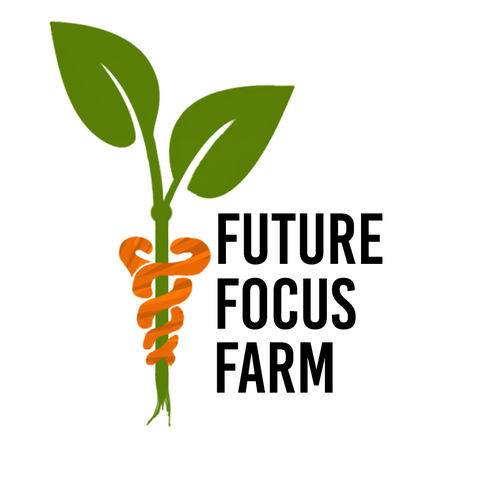 Caduceus logo with the title 'Future Focus Farm Carrot Logo'