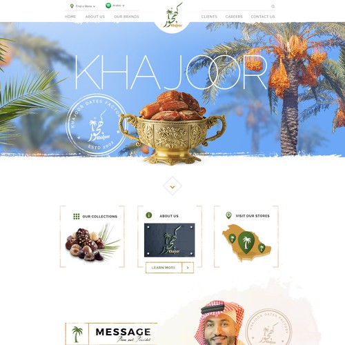 Attractive website with the title 'Design Attractive & Creative website for Dates fruit & shows beauty of Palm tree & Al Hasa Oasis in Saudi'
