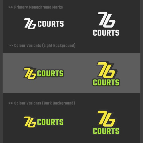 Court design with the title 'Modular Brand Identity System for Court Sports Platforms'