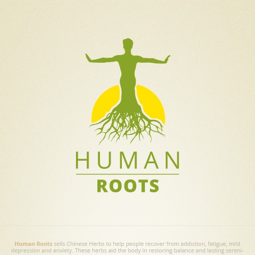Human figure logo with the title 'Human Roots'