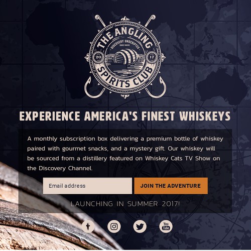 Subscription box design with the title 'Landing page for the Whiskey of the Month Club'