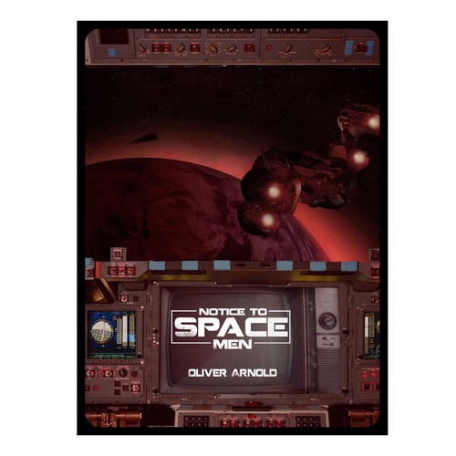 Futuristic book cover with the title 'Notice to spacemen, ebook cover'