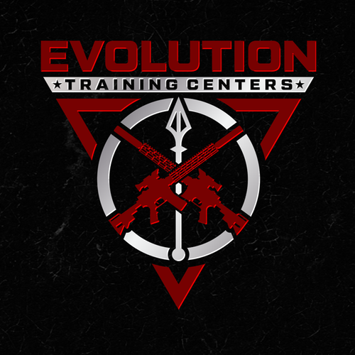 Spear design with the title 'Brand Identity for "Evolution Training Centers"'