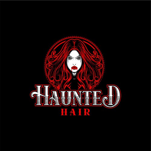 Women's fashion design with the title 'haunted hair'
