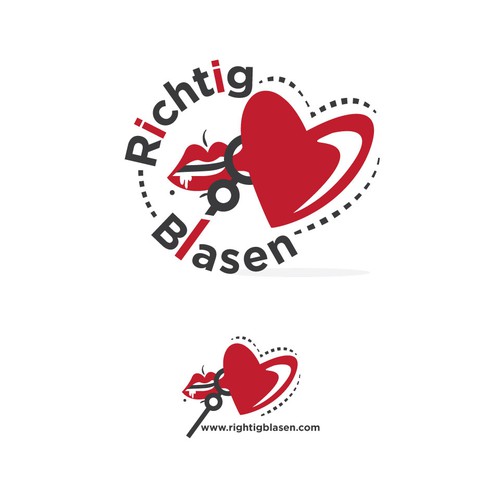 Lips design with the title 'Richtig Blasen (Blow properly)'
