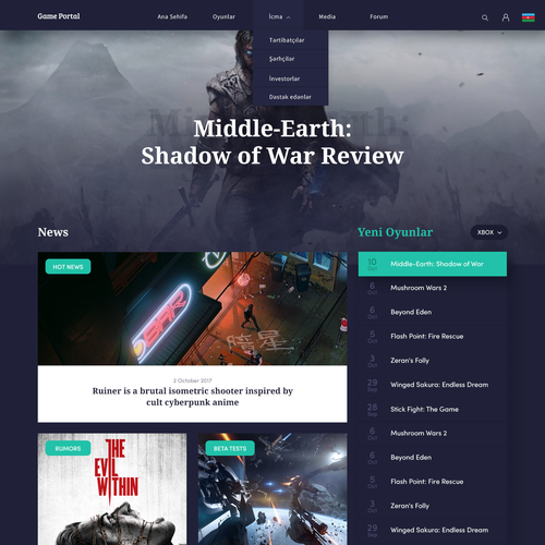 Game website with the title 'Game portal'