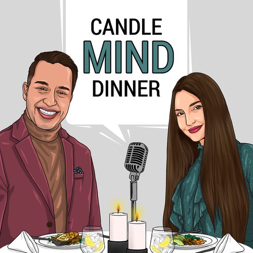 Podcast cover artwork with the title 'Candle Mind Dinner'
