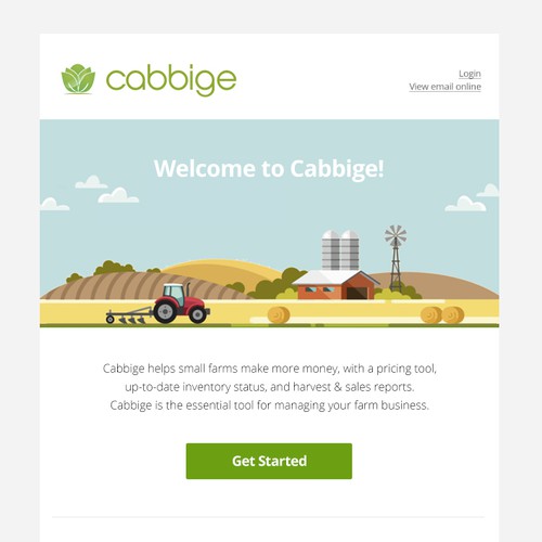 Mobile-first design with the title 'Email Template for Cabbige'