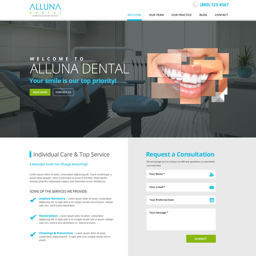 Dental website with the title 'Alluna Dental'