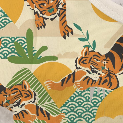 Tiger design with the title 'Japanese inspired baby pattern'