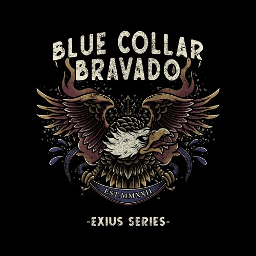 Eagle t-shirt with the title 'Blue Collar Bravado'