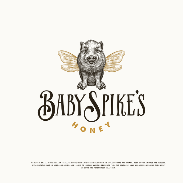 Pig brand with the title 'Little Baby Spike pig wants to be a bee :)'