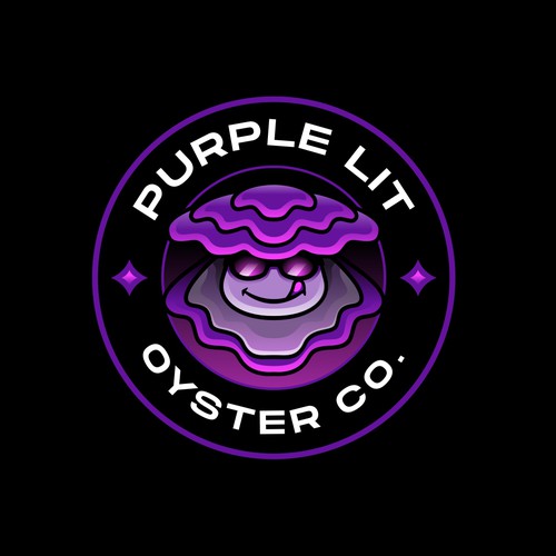 Seafood logo with the title 'PurpleLit Oyster Company'